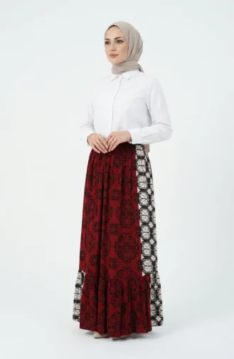 Jupe à Volants En Viscose Taille élastique Coloris Bordeaux 2012V-01 2012V-01