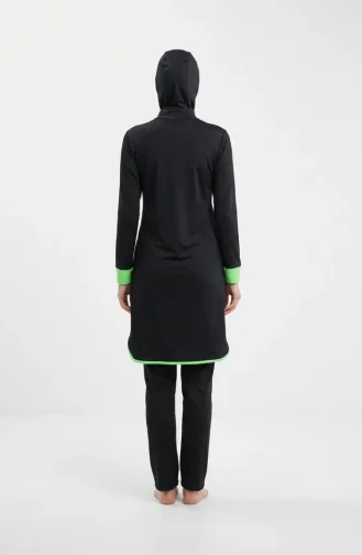 Hijab Swimsuit With Zipper Detail At Neckline 2601-01 Black 2601-01
