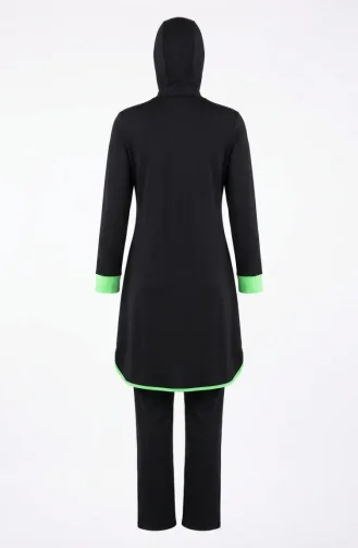 Hijab Swimsuit With Zipper Detail At Neckline 2601-01 Black 2601-01