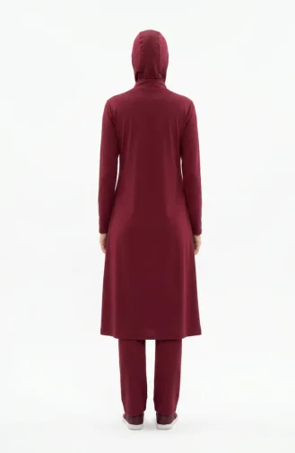 Full-Zip Modest Swimsuit 2602-01 Burgundy 2602-01