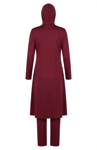 Full-Zip Modest Swimsuit 2602-01 Burgundy 2602-01