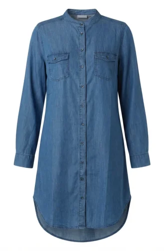 Full-Length Buttoned Denim Tunic 0210-01 Blue 0210-01