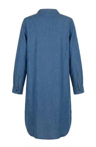 Full-Length Buttoned Denim Tunic 0210-01 Blue 0210-01