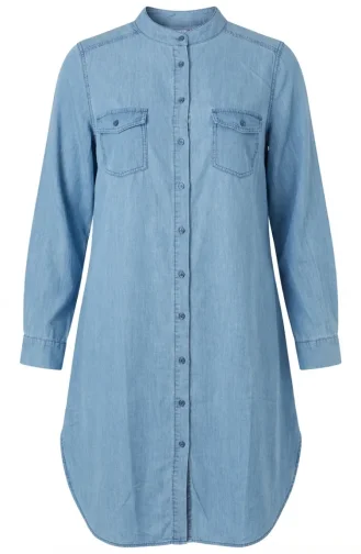 تونيك جينز طويل بأزرار 0210-02 أزرق فاتح 0210-02