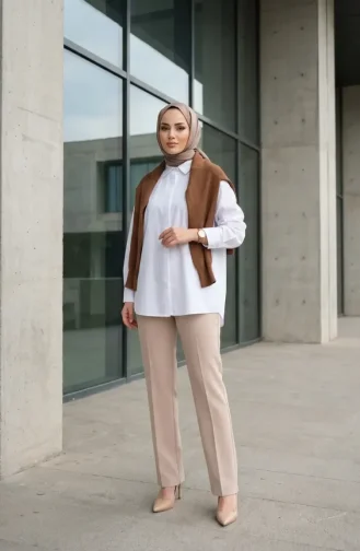 Düz Paça Pantolon 1155-05 Bej