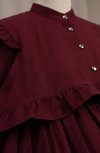 Fırfır Detaylı Önü Düğmeli ikili Takım 0248-06 Bordo