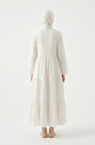 Robe Longue à Manches Longues Et Volants Şile Fabric 7980-04 Crème 7980-04