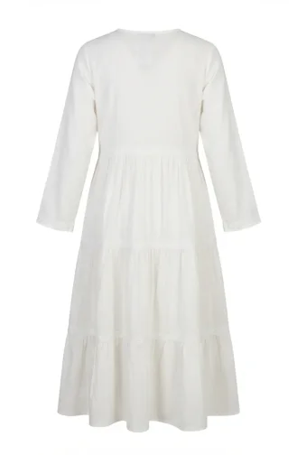 Robe Longue à Manches Longues Et Volants Şile Fabric 7980-04 Crème 7980-04