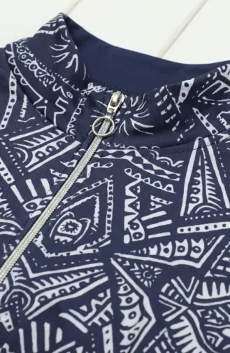 Badeanzug Aus Lycra Mit Ethnischem Muster Marineblau Modell 2313-02 2313-02