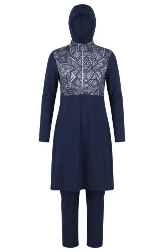 Badeanzug Aus Lycra Mit Ethnischem Muster Marineblau Modell 2313-02 2313-02