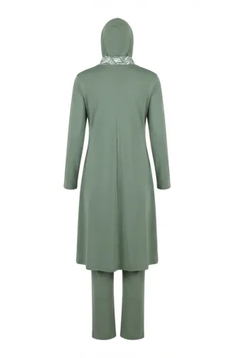 Ethnisch Gemusterter Lycra-Badeanzug Hellgrün Modell 2313-03 2313-03