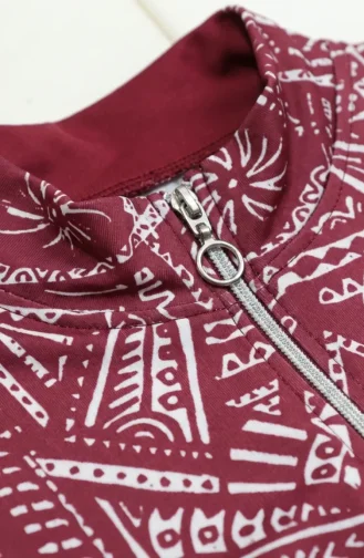 Maillot De Bain Une Pièce En Lycra à Motifs Ethniques Coloris Bordeaux 2313-04 2313-04