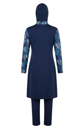 Zip-up Modest Swimsuit 2603-02 Navy Blue 2603-02