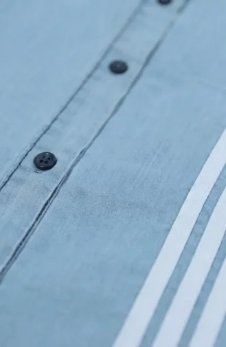 Gestreifte Jeans-Tunika 23932-01 Eisblau 23932-01