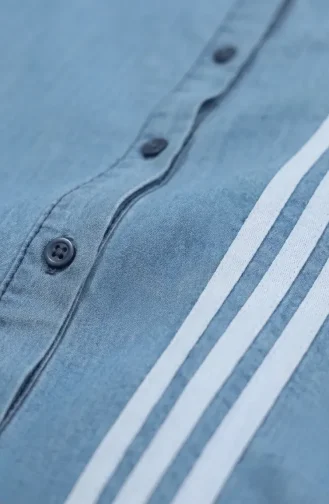 Tunique En Denim à Rayures 23932-02 Bleu Denim 23932-02