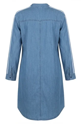 Tunique En Denim à Rayures 23932-02 Bleu Denim 23932-02