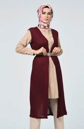 Thin Spring/Summer Long Vest 8767-01 Dark Burgundy 8767-01