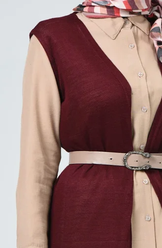 Thin Spring/Summer Long Vest 8767-01 Dark Burgundy 8767-01