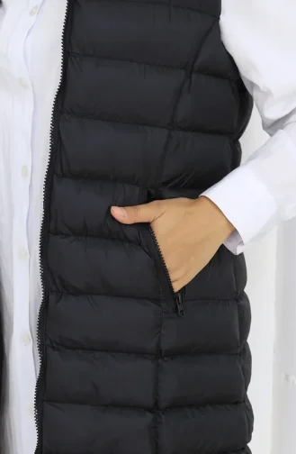 Kapüşonlu Fermuarlı Şişme Yelek 0169A-02 Siyah