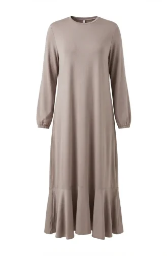 Ruffled Hem Dress 2244-01 Beige 2244-01