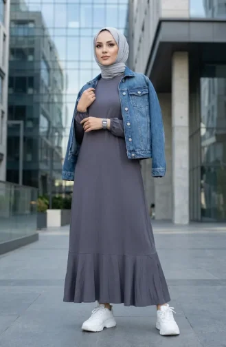 Kleid Mit Rüschensaum 2244-02 Anthrazit 2244-02