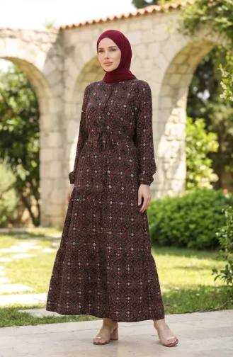 فستان فيسكوز منقوش 0441-03 أسود فوشي 0441-03