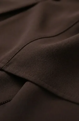 Kolu Düğmeli Tunik Etek ikili Takım 0246-03 Kahverengi