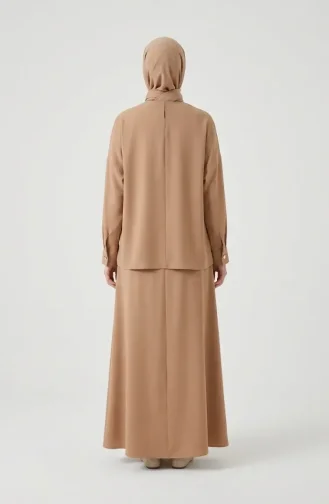 Tuniek En Rok Met Knoopsluiting Aan De Mouwen Tweedelig Setje 0246-04 Beige 0246-04