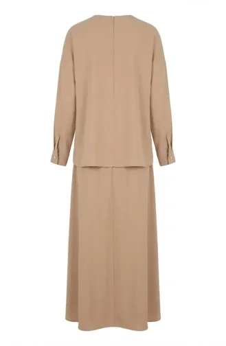 Tuniek En Rok Met Knoopsluiting Aan De Mouwen Tweedelig Setje 0246-04 Beige 0246-04