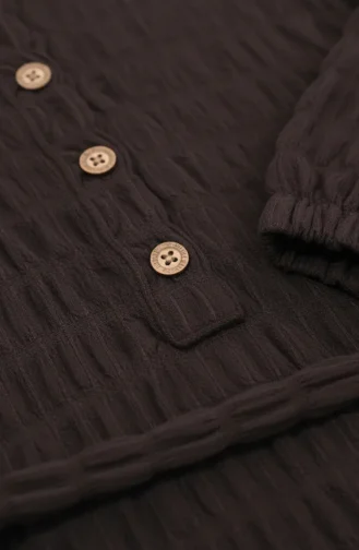 Waffelkleid Mit Elastischen Ärmeln 2243-03 Braun 2243-03