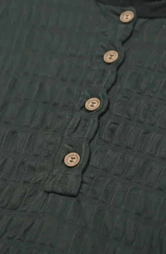 Waffelkleid Mit Elastischen Ärmeln 2243-04 Hellkhakigrün 2243-04