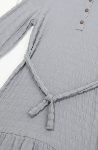 Waffelkleid Mit Elastischen Ärmeln 2243-05 Grau 2243-05