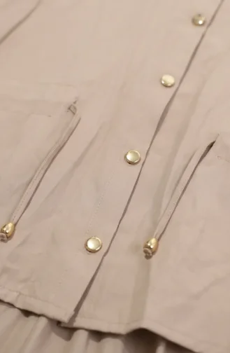 طقم من قطعتين بأزرار أمامية ورباط عند الخصر، بيج 0247-04 0247-04