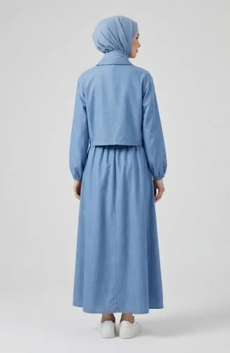 Ensemble Deux Pièces Effet Denim Avec Fermeture éclair 0254-01 Bleu 0254-01
