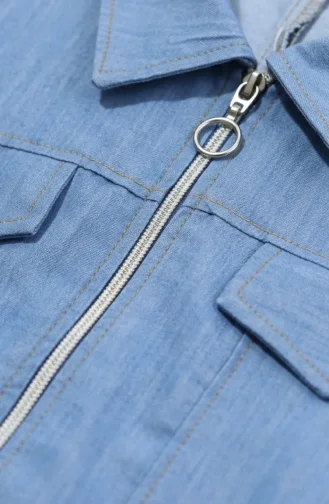 Ensemble Deux Pièces Effet Denim Avec Fermeture éclair 0254-01 Bleu 0254-01