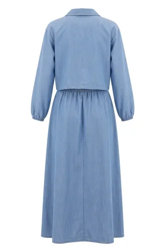 Ensemble Deux Pièces Effet Denim Avec Fermeture éclair 0254-01 Bleu 0254-01