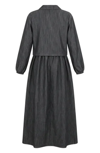 Denim-Look Two-Piece Set With Zipper Closure 0254-02 Black 0254-02