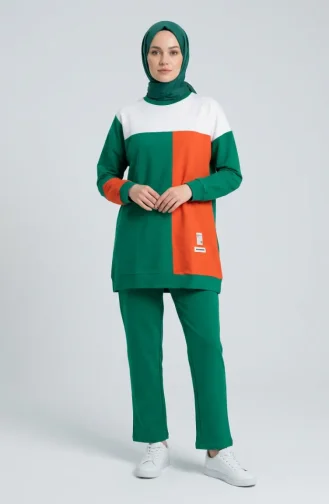 Block Pattern Two-Piece Set 70096-02 Green 70096-02