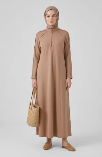 Robe Sport Grande Taille Avec Fermeture éclair Beige 12024-02 12024-02