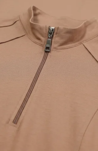 Robe Sport Grande Taille Avec Fermeture éclair Beige 12024-02 12024-02