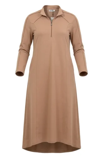 Robe Sport Grande Taille Avec Fermeture éclair Beige 12024-02 12024-02