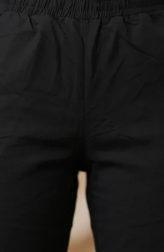 Pantalon Noir à Taille élastique Orné De Pierres 71101-01 71101-01