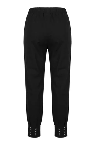 Pantalon Noir à Taille élastique Orné De Pierres 71101-01 71101-01