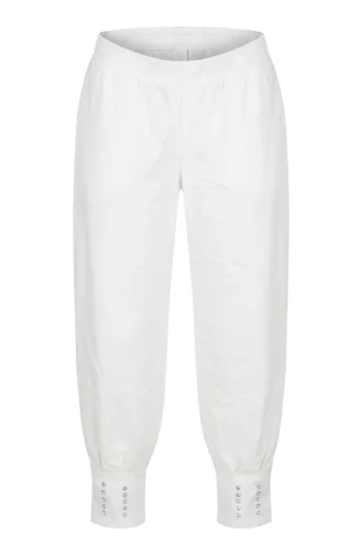 Elastic Waist Stone Embellished Trousers 71101-03 White 71101-03