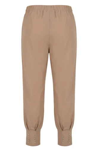 Pantalon Beige à Taille élastique Et Orné De Pierres 71101-04 71101-04