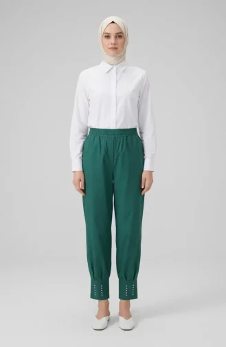 Broek Met Elastische Taille En Steentjesversiering 71101-05 Groen 71101-05