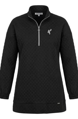 Dik Yaka Kapitone Sweatshirt 71227-01 Siyah