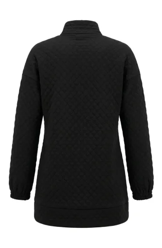 Dik Yaka Kapitone Sweatshirt 71227-01 Siyah