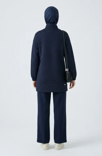 Dik Yaka Kapitone Sweatshirt 71227-02 Lacivert