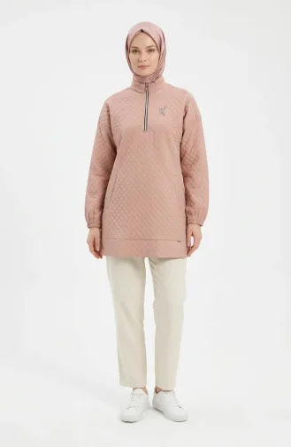 Dik Yaka Kapitone Sweatshirt 71227-03 Bej
